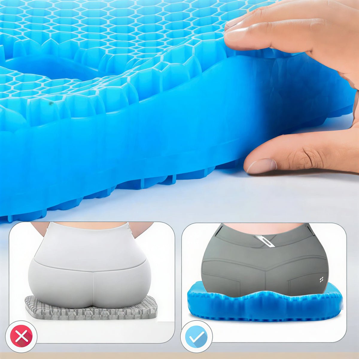 Gel nid d'abeille souple et flexible - comparaison assise
