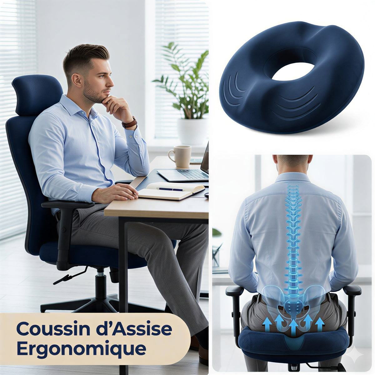 Coussin assise ergonomique au bureau - correction posture