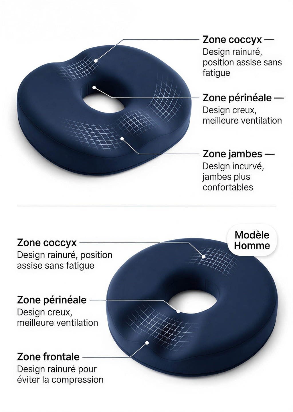 Coussin d'Assise Rond Ergonomique